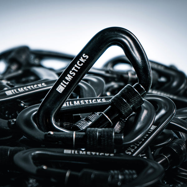 Filmsticks Carabiner D-Clip, Aluminum Alloy in Charcoal Black with Screw Closure – Pack of 5