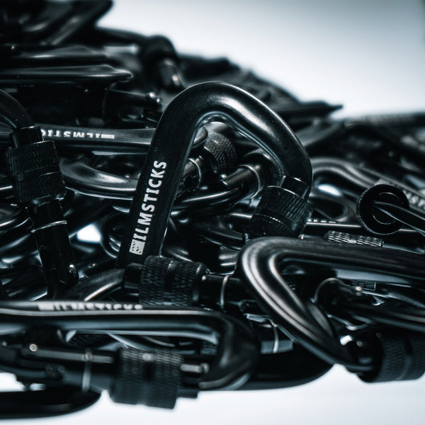 Filmsticks Carabiner D-Clip, Aluminum Alloy in Charcoal Black with Screw Closure – Pack of 5