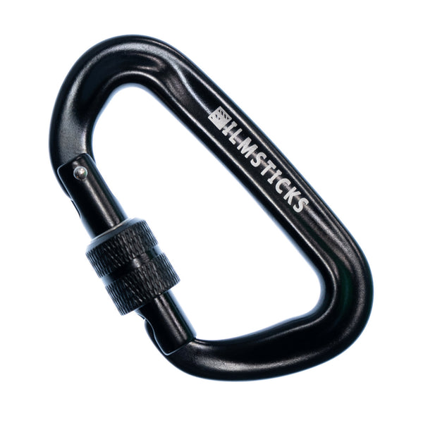 Filmsticks Carabiner D-Clip, Aluminum Alloy in Charcoal Black with Screw Closure – Pack of 5