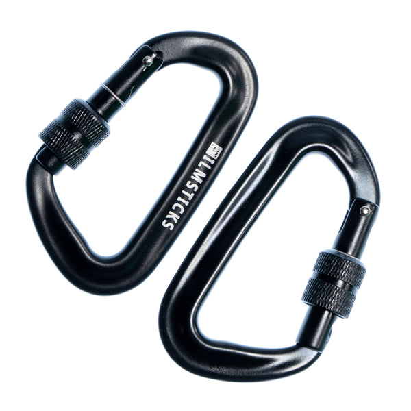 Filmsticks Carabiner D-Clip, Aluminum Alloy in Charcoal Black with Screw Closure – Pack of 5
