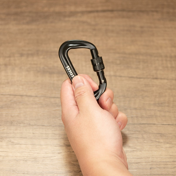 Filmsticks Carabiner D-Clip, Aluminum Alloy in Charcoal Black with Screw Closure – Pack of 5