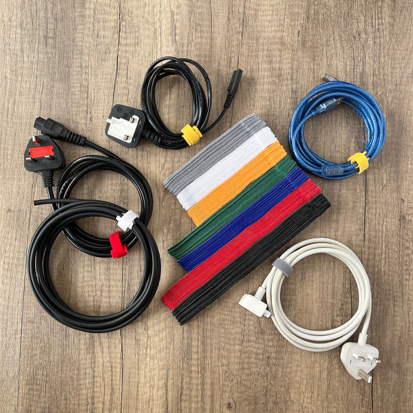 105-Piece Reusable Hook and Loop Ties in 7 Colors 9.8 inches (25 cm)