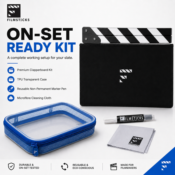 MEDIUM On-Set Ready Kit – Premium Clapperboard, Storage Case, Marker & Cleaning Cloth