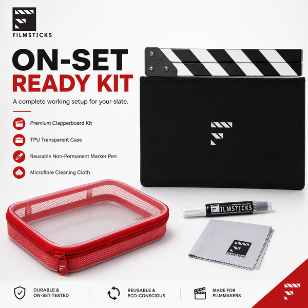 MEDIUM On-Set Ready Kit – Premium Clapperboard, Storage Case, Marker & Cleaning Cloth