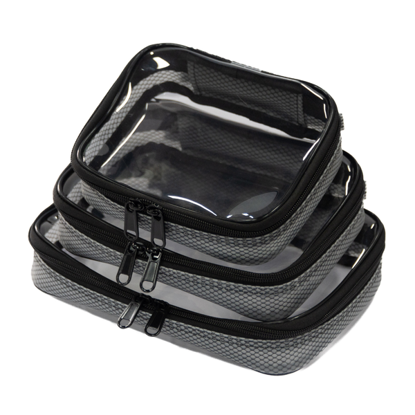 [UPGRADED] Set of 3 Transparent (TPU) Storage Cases – Black