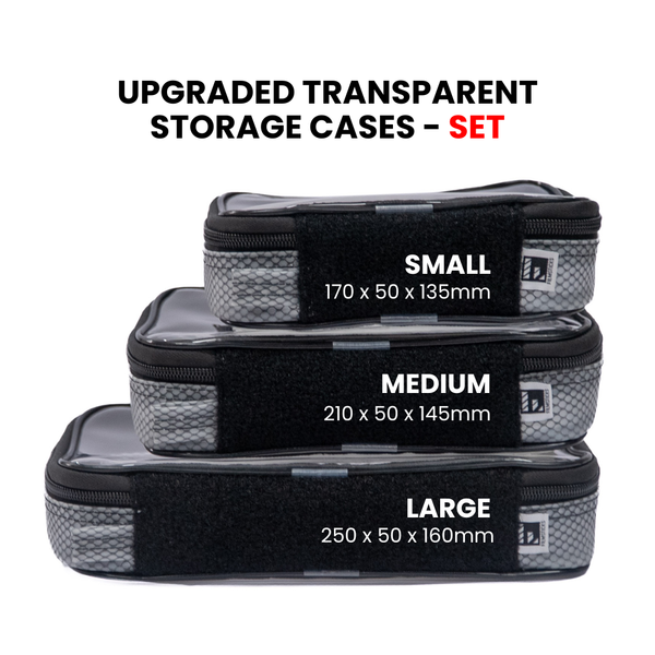 [UPGRADED] Set of 3 Transparent (TPU) Storage Cases – Black